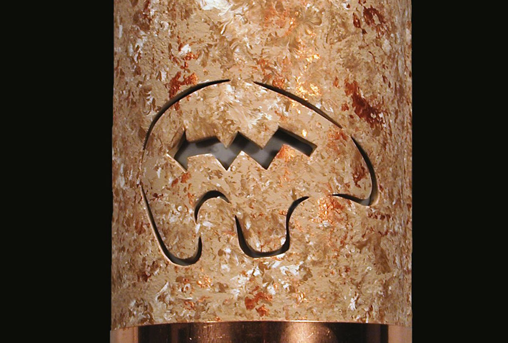 Bear light w/Bottom Copper Band-Open Top Half Round-Copper Rocky Road-Indoor-Outdoor