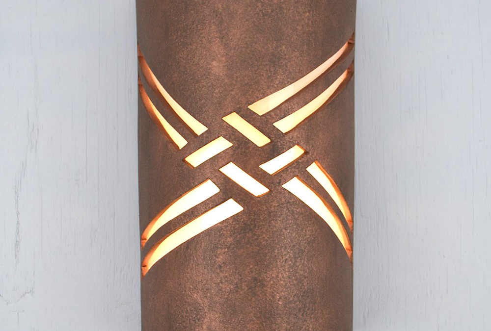 Wall Light-Weavings-Open Top Half Round-Antique Copper-Indoor-Outdoor