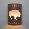 Wall Light-Buffalo w/Arrows Border-Open Top Half Round-Antique Bronze-Indoor-Outdoor