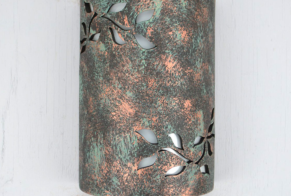 Wall Light-Ivy-Closed Top (Dark Sky) Half Round-Copper Moss Agate-Indoor-Outdoor