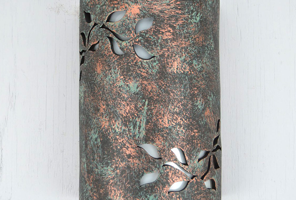 Wall Light-Ivy-Open Top Half Round-Copper Moss Agate-Indoor-Outdoor