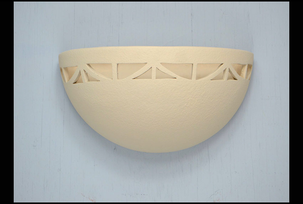 Bowl Wall Light-Art Deco Border-Uplight -Antique White-Indoor Only
