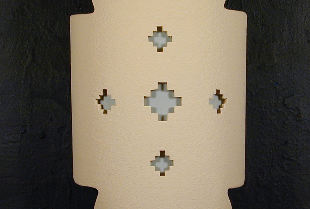 Wall Light-Crosses on a Zig Zag Handcut Half Round-Tan-Indoor-Outdoor