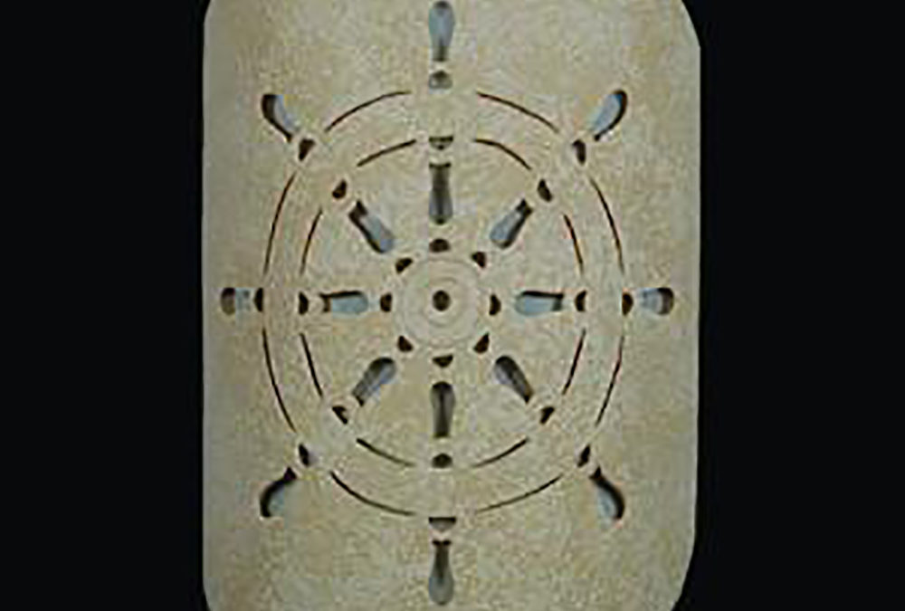 Wall Light-Mariners Wheel-Shield Handcut-Half Round-Tan Tone-Indoor-Outdoor