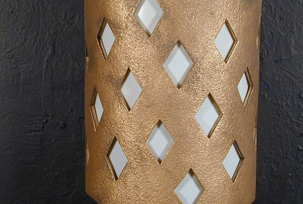 Wall Light-Harlequin on a Shield Handcut Half Round-Antique Bronze-Indoor-Outdoor