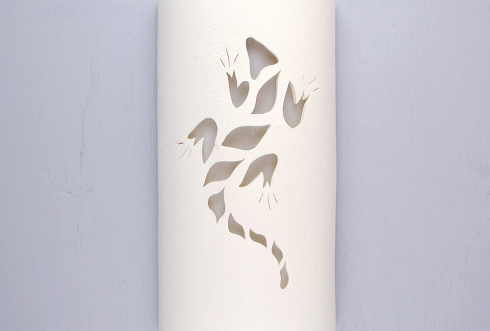 Wall Light-Lizard-Open Top Half Round-White-Indoor-Outdoor