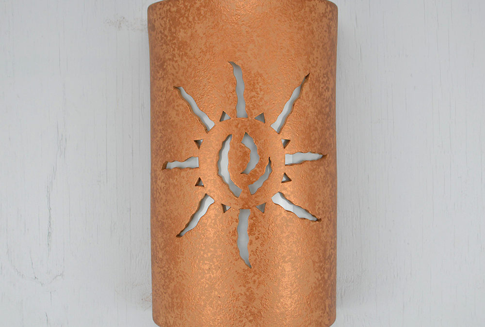Wall Light-Ancient Sun-Open Top Half Round-Brown Mica-Indoor-Outdoor