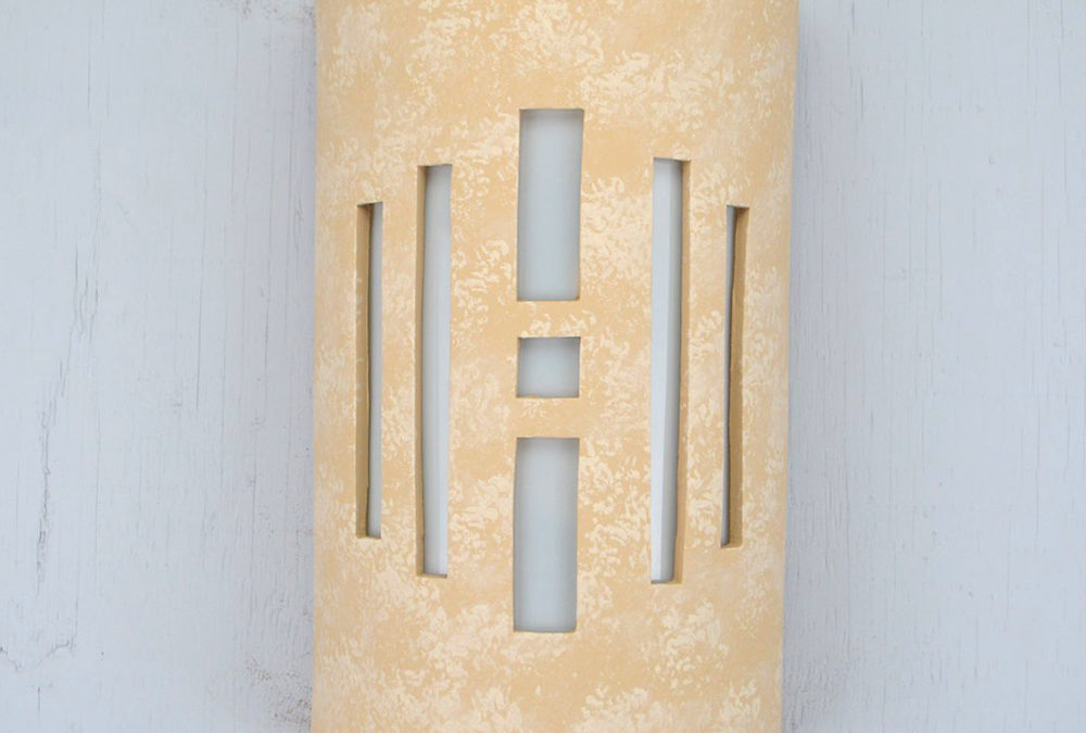 Wall Light-Center Window-Open Top Half Round-Tan Tone-Indoor-Outdoor