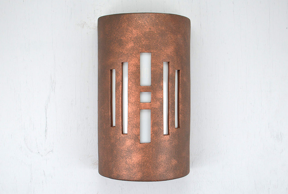 Wall Light-Center Windows-Open Top Half Round-Antique Copper-Indoor-Outdoor