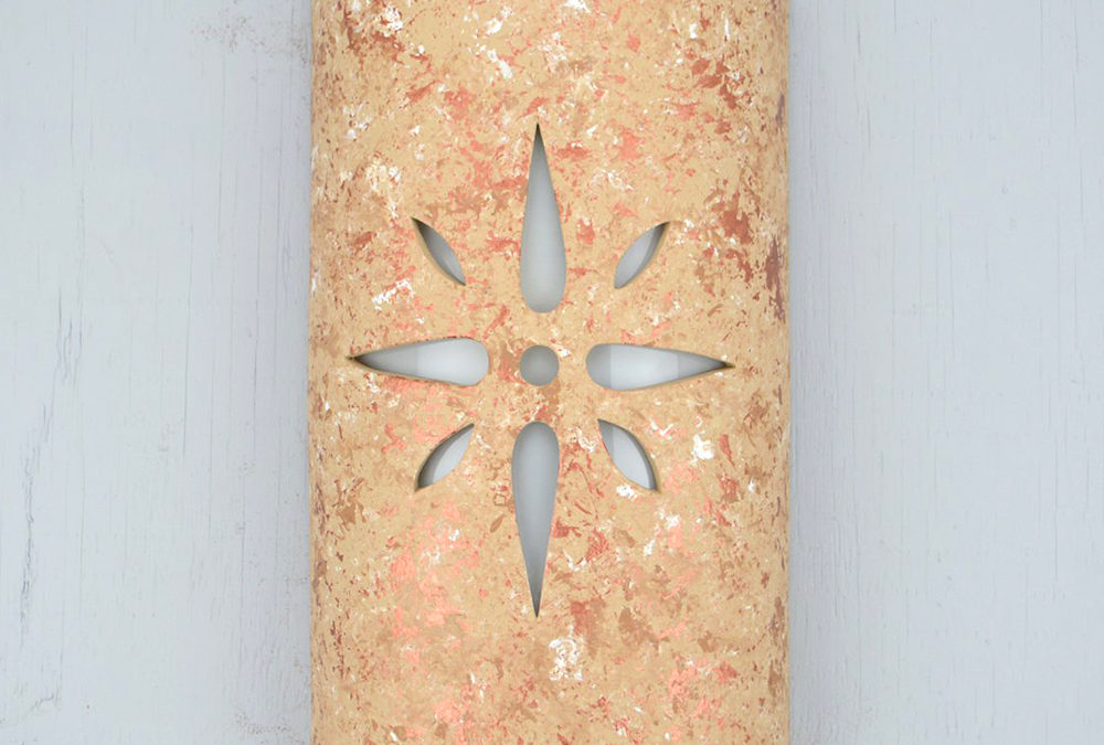 Wall Light-Star-Open Top Half Round-Copper Rocky Road-Indoor-Outdoor