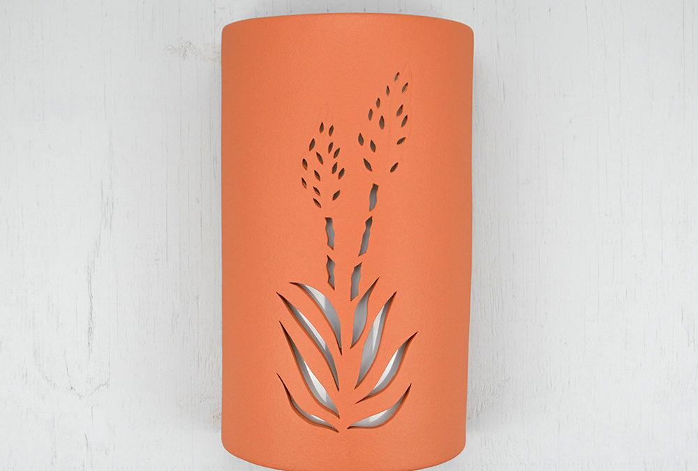 Wall Light-Yucca-Open Top Half Round-Terracotta-Indoor-Outdoor