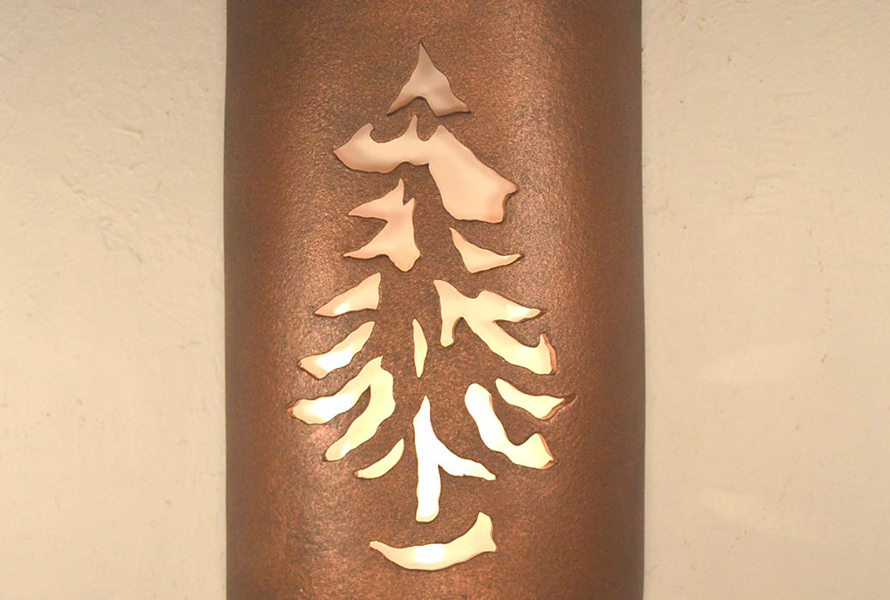 Wall Light-Pine-Open Top Half Round-Antique Copper-Indoor-Outdoor