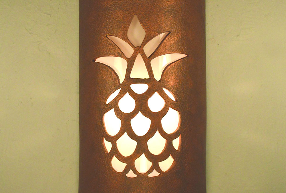 Wall Light-Pineapple-Closed Top (Dark Sky) Half Round-Antique Copper-Indoor-Outdoor