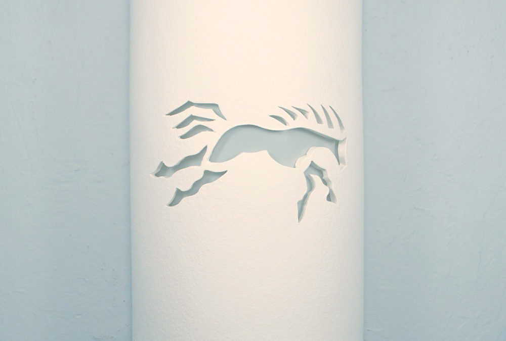 Wall Light-Wild Horse-Open Top Half Round Light-White-Indoor-Outdoor