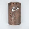 Wall Light-Center Elk w/Elk Tracks Borders-Open Top Half Round-Iron Oxide-Indoor-Outdoor