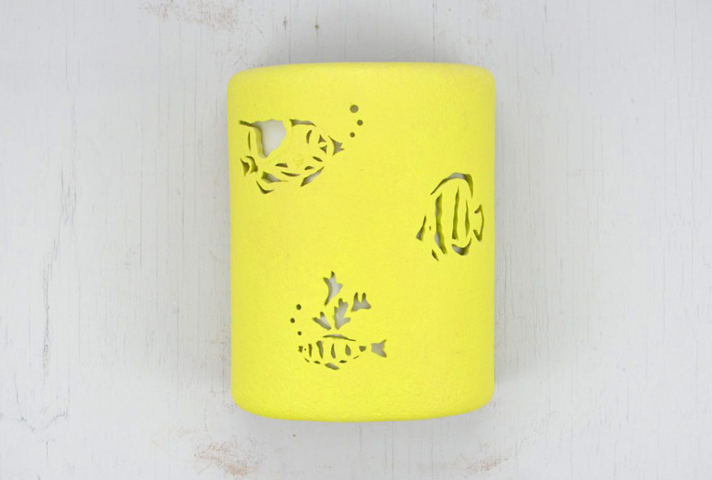 Wall Light-Aquatic Fish-Open Top Half Round-Chartreuse-Indoor-Outdoor