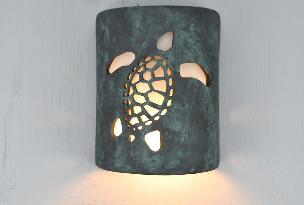 Wall Light-Ocean Turtle-Closed Top (Dark Sky) Half Round-Jasper-Indoor-Outdoor