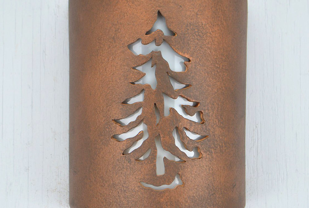 Wall Light-Pine-Closed Top (Dark Sky) Half Round-Antique Copper-Indoor-Outdoor
