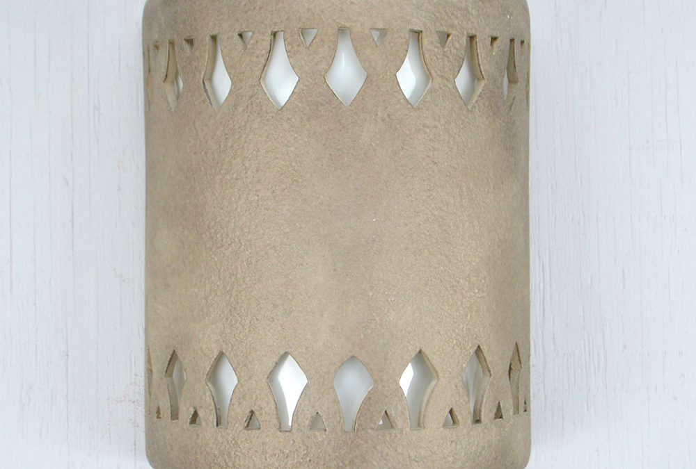 Wall Light-Crown Border-Open Top Half Round-Taupe Haze-Indoor-Outdoor
