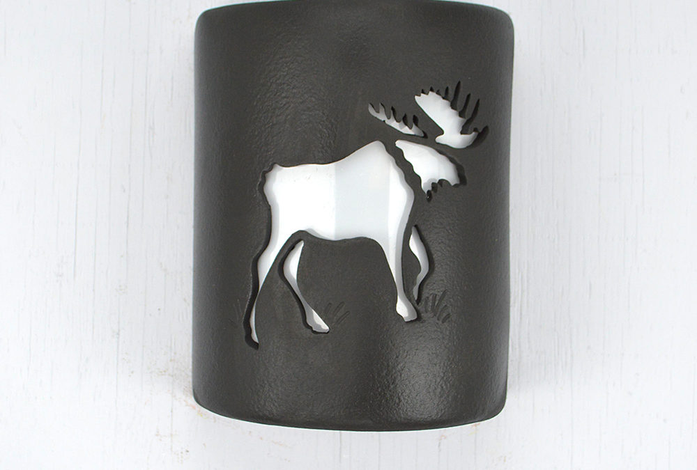 Wall Light-Moose-Open Top Half Round-Black-Indoor-Outdoor