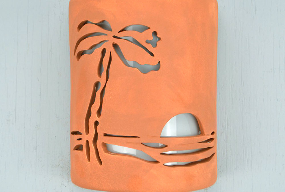 Wall Light-Paradise Palm-Open Top Half Round-Clay Wash-Indoor-Outdoor