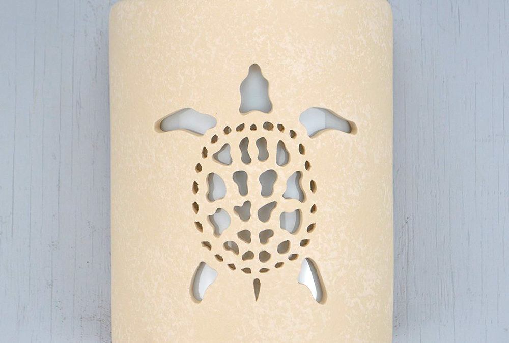 Wall Light-Sea Turtle-Open Top Half Round-Tan Tone-Indoor-Outdoor