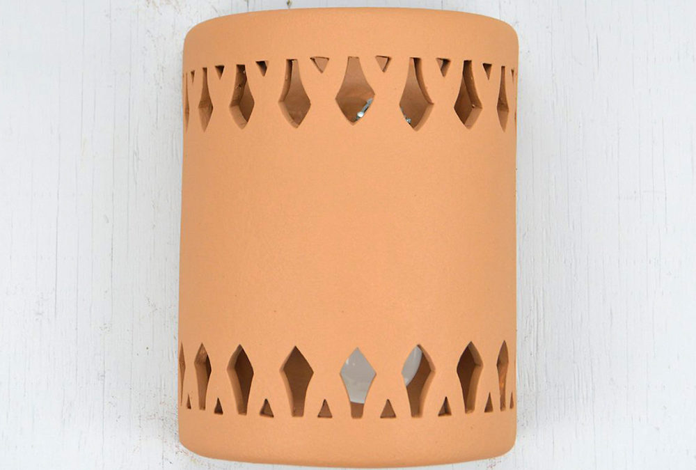 Wall Light-Crown Borders-Open Top Half Round-Brown- Indoor-Outdoor