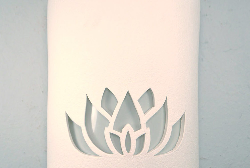Wall Light-Lotus Flower-Open Top Half Round-White-Indoor-Outdoor