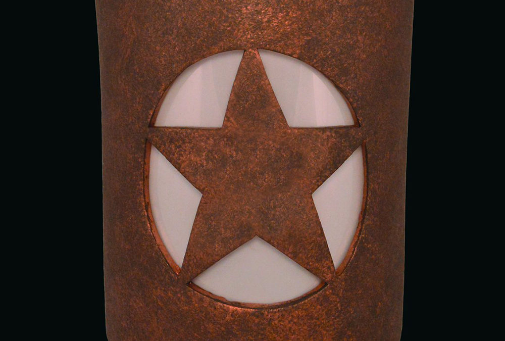 Wall Light-Lonestar-Open Top Half Round-Antique Copper-Indoor-Outdoor