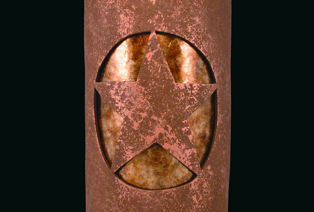 Wall Light-Lonestar-Open Top Half Round-Rust Mica-Amber Mica-Indoor-Outdoor