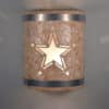 9" Wall Light-Texas Star-Open Top Half Round-Silver Rocky Road-Stainless Steel Bands-Indoor-Outdoor