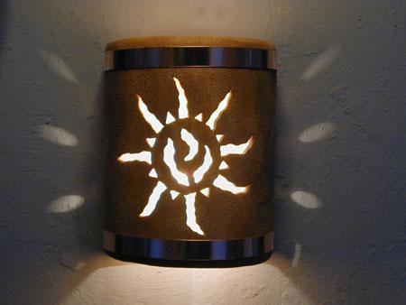 9" Open Top - Ancient Sun Design w/Copper Metal Bands in Sand Wash color - Indoor/Outdoor