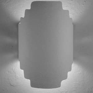 Architectural-Stair Step Hand Cut Lighting Fixture-Unfinished Bisque-Indoor/Outdoor- Open Top Wall Sconce