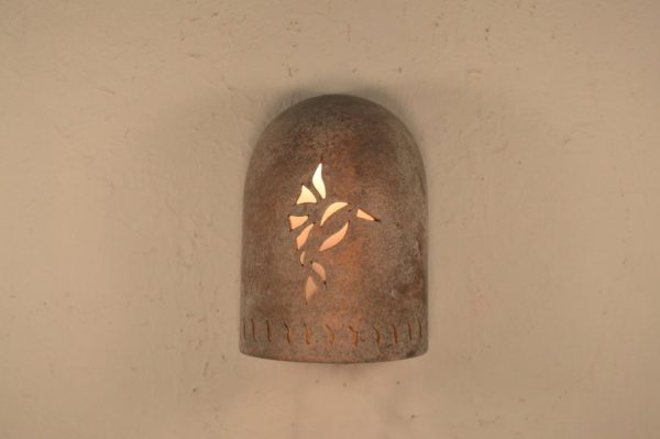 8" Hood (Dark Sky) Wall Sconce w/Hummingbird and Wind designs, in Copper Wash color - Indoor/Outdoor
