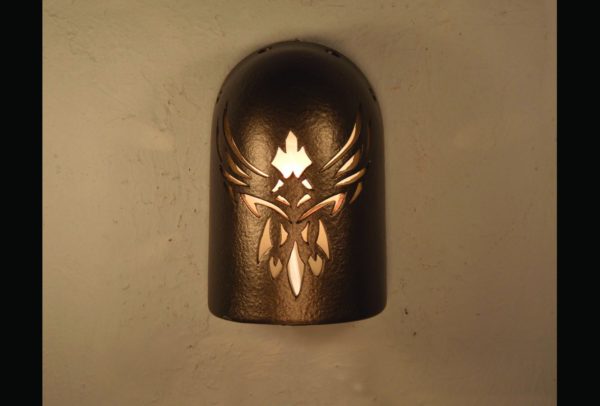 8" Hood Wall Sconce - With Phoenix Design, in Anodized Bronze - Indoor/Outdoor
