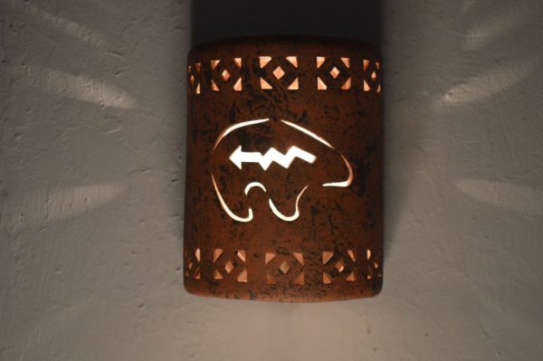 9" Open Top - Southwest Spirit Bear, with Monterey Border designs in Copper Brick color - Indoor/Outdoor