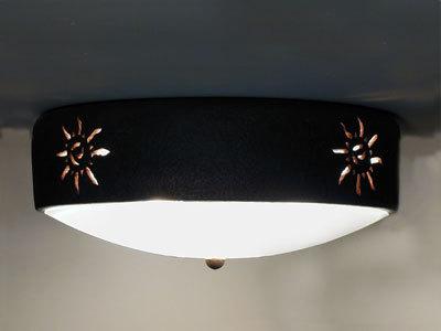 Ancient Sun(x4) on a Flush Mount Ceiling Fixture-Copper Patina-Indoor