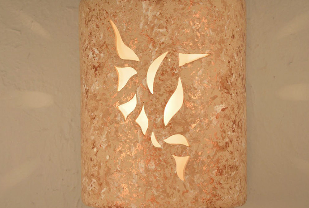 Wall Light-Hummingbird-Closed Top (Dark Sky) Half Round-Copper Rocky Road-Indoor-Outdoor