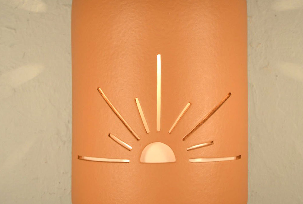 Wall Light-Sunrise-Closed Top (Dark Sky) Half Round-Terracotta-Indoor-Outdoor