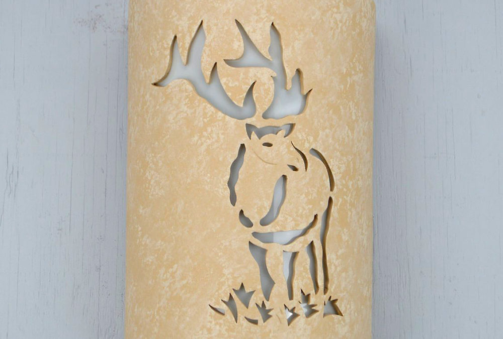 Wall Light-Elk-Open Top Half Round-Tan Tone-Indoor-Outdoor