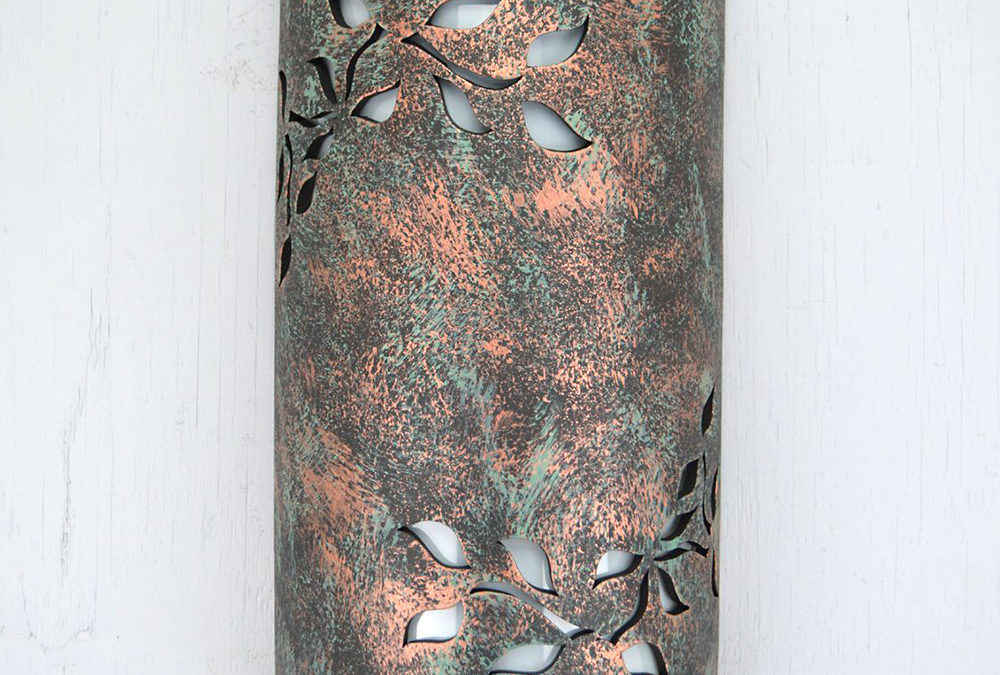 Wall Light-Ivy-Closed Top (Dark Sky) Half Round-Copper Moss Agate-Indoor-Outdoor