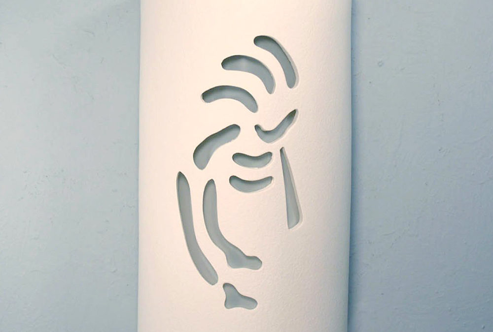 Wall Light-Kokopelli-Closed Top (Dark Sky) Half Round-White-Indoor-Outdoor