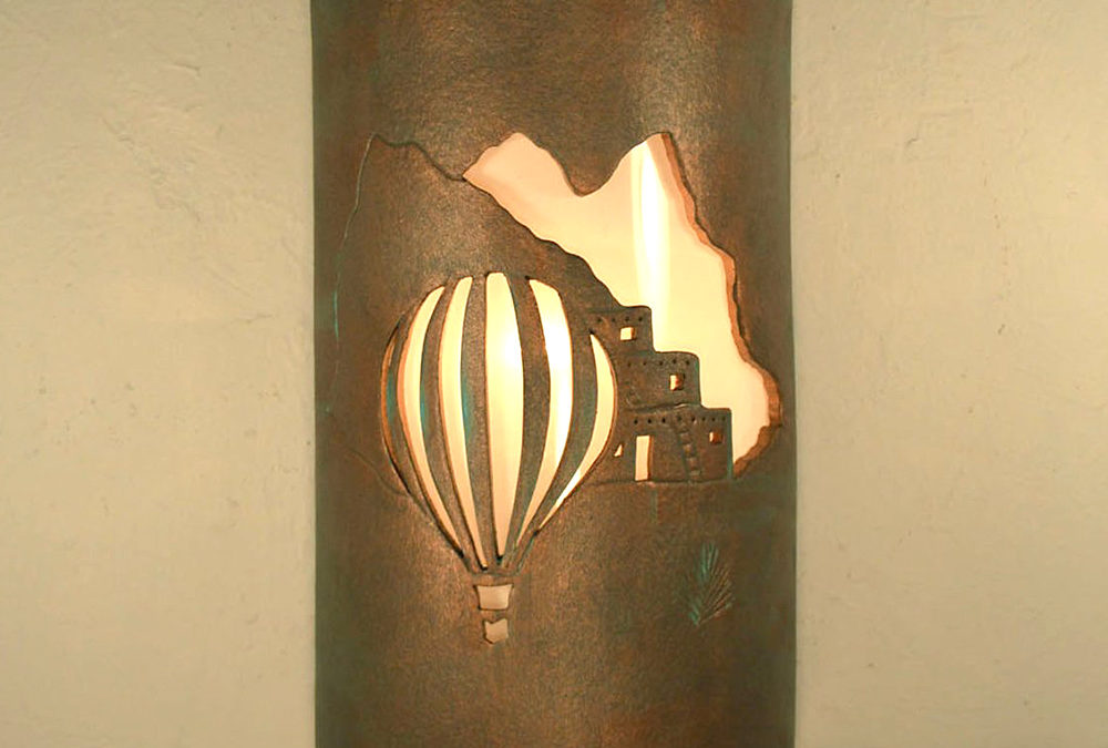 Wall Light-Pueblo Balloon-Closed Top (Dark Sky) Half Round-Copper Patina-Indoor-Outdoor