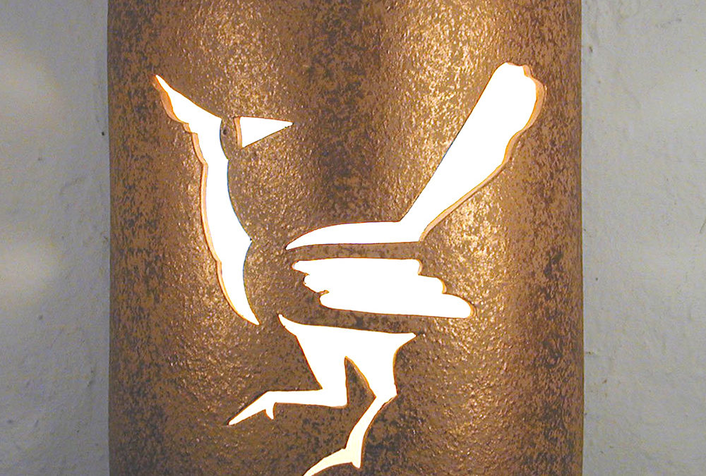 Wall Light-Roadrunner-Open Top Half Round-Brown Mica-Indoor-Outdoor