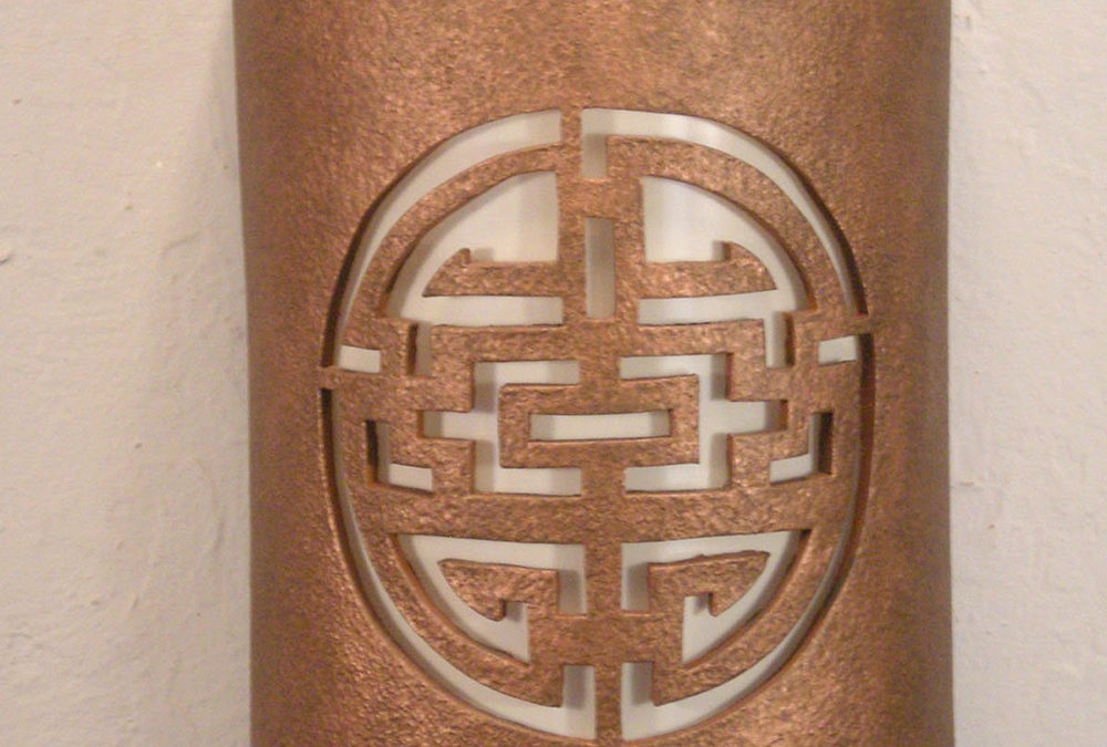Wall Light-Shoji-Open Top Half Round-Antique Copper-Indoor-Outdoor