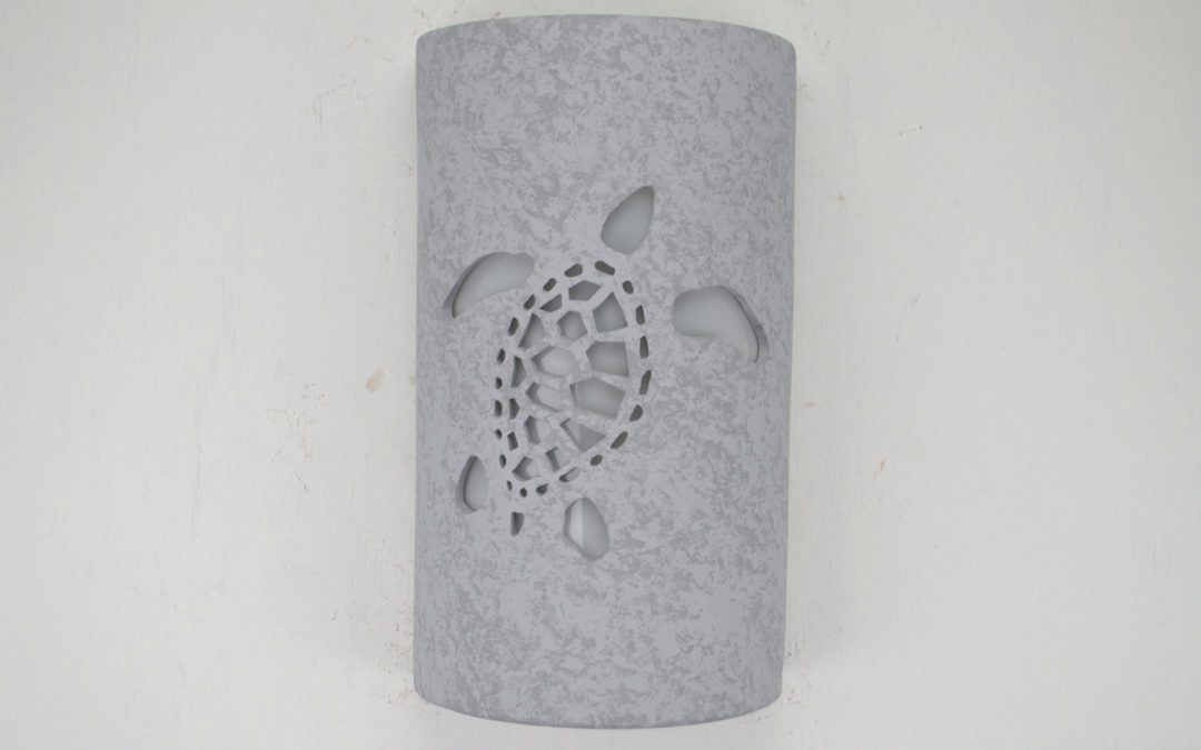 Wall Light-Ocean Turtle-Open Top Half Round-Gray Tone-Indoor-Outdoor