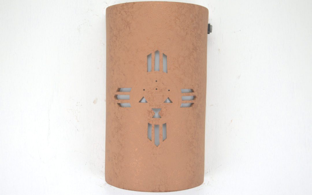 Walll Light-Sunface (3pt)-Open Top Half Round-Brown Mica-Dusk till Dawn-Indoor-Outdoor