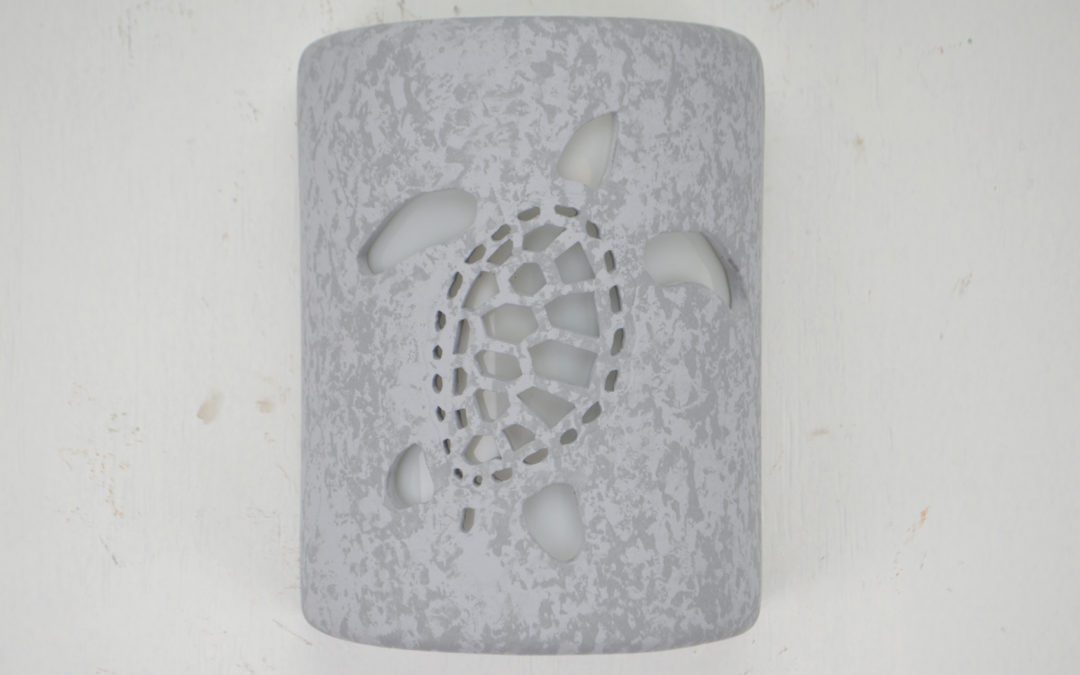 Wall Light-Ocean Turtle-Open Top Half Round-Gray Tone-Indoor-Outdoor