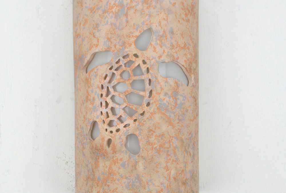 Wall Light-Ocean Turtle-Open Top Half Round – Sandstone – Indoor Outdoor