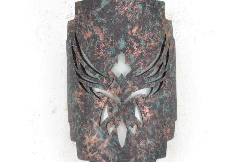 Wall Light-Phoenix-Stairstep Handcut-Copper Agate-Indoor-Outdoor